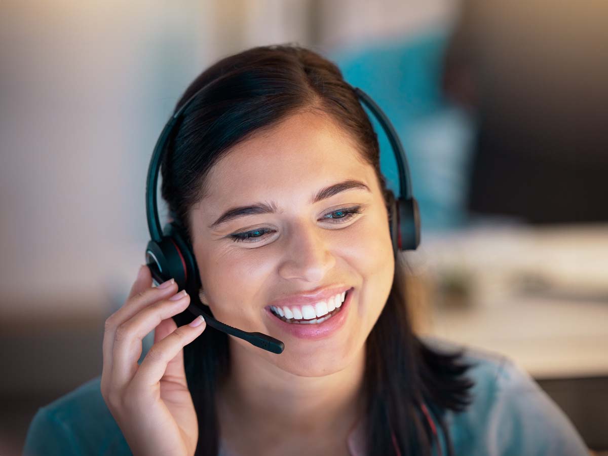 smiling woman with headset